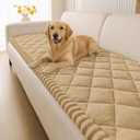Smiry Fuzzy Couch Cover for Dogs, Non Slip Washable Pet Sofa Cover, Scratch Proof Hair Resistant Plush Sofa Slipcover, Pet Friendly Couch Cushion Protector for Cat, Camel, 27.6" x 70.9"