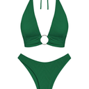 ZAFUL O Ring Halter Bikini Sets for Women High Cut Swimsuits Trendy 2 Piece Bathing Suits, M
