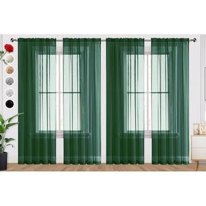 SpaceDresser Foliage Green Sheer Curtains 4 Panels Rod Pocket Semi-Sheer Curtain 84 Inches Long Light Filtering Voile Window Drapes for Bedroom Living Room Kitchen, Each 52W x 84L