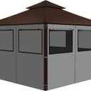 homegroove Gazebo Universal Replacement Privacy Curtain, 10'x10' Gazebo Curtains Outdoor Waterproof, 4-Panels Sidewall Curtains with Zipper and Mesh Windows for Backyard, Garden, Yard (Grey)