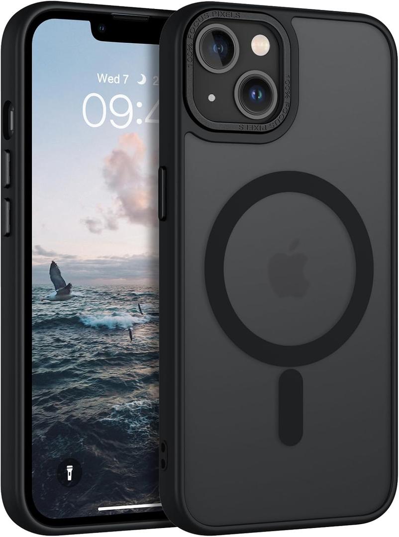 BENTOBEN Magnetic for iPhone 14 Case, [Compatible with MagSafe] Translucent Matte Frosted Slim Lightweight Shockproof Women Men Girl Protective Cover Case for iPhone 14 ,Black