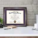 GMFrames 11x14 Wood Diploma Frame with Purple Mat or Display 14x17 Certificates without Mat,UV Protection Acrylic,Deep Brown Finish with Gold Trim