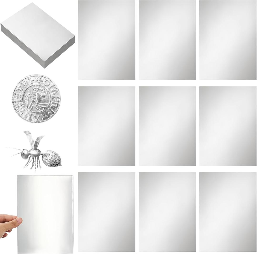 Yaocom 50 Packs Aluminum Metal Crafts DIY Foil Thick for Art Project Aluminum Flashing Roll Wide Sheet Multipurpose Metal Sheets (7.8 Inch X 11.8 Inch X 0.07 mm,Silver)