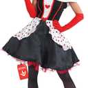 fun shack Queen of Hearts Costume for Women, Red Queen Outfit, Heart Costume for Adults,womens halloween costumes (Small, Black)