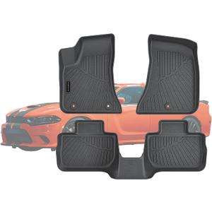 TPE Floor Mats for 2011-2023 Dodge Charger RWD & Chrysler 300 Rear-Wheel Drive ONLY All Weather Car Floor Liners Fit Dodge Charger RWD Accessories Black