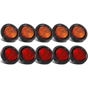 Partsam 10Pack(5 Amber + 5 Red) 2" 4LED Round Trailer Side Marker Light Grommet Flush Mount, [DOT Approved] Sealed 2 inch Clearance Lights with Reflex Lens for Truck RV Camper, IP67 Waterproof, 12V