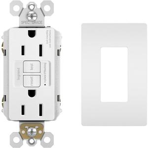 Legrand Radiant 1597WCCD12 15 Amp GFCI Outlet and RWP26WCC10 Screwless Wall Plate, White (1 Count Each)