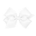 Wee Ones Girls' Classic Grosgrain Moonstitch Edge Hair Bow, No-Slip Hair Clip, Handmade, White, Medium