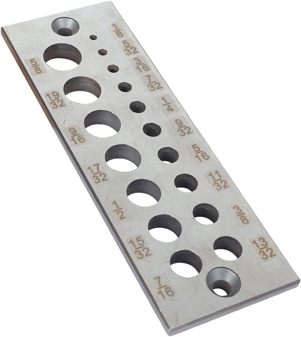 A2 Steel Dowel Plate, Steel Dowel Plate 17 Holes Dowel Maker Steel Plate with Holes from 1/8 Inch to 5/8 Inch for Woodworking, High Speed Steel Dowel Plate 17 Holes English System