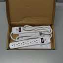 Amazon Basics Surge Protector Power Strip, 6-Outlet with 200J Protection, Circuit Breaker, LED Indicator, On/Off Switch, Wall-Mounting, 2ft Extension Cord, White, 2-Pack