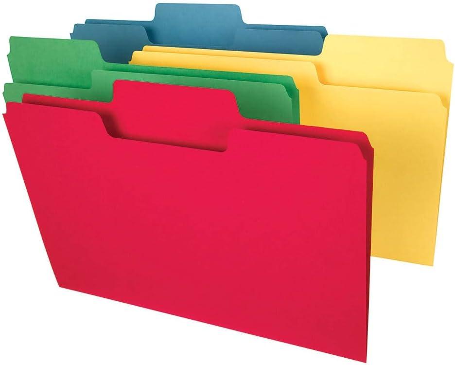 Smead SuperTab Heavyweight File Folder, Oversized 1/3-Cut Tab, Legal Size, Assorted Primary Colors, 50 Per Box (15410)