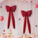 Red Bow Birthday Decorations Coquette Party Backdrop 2 Pcs Big Bow Themed Wall Decor for Room Large Door Bows Ormanents Giant Wedding Bachelorette Baby Shower Bridal Christmas Tree Decoration