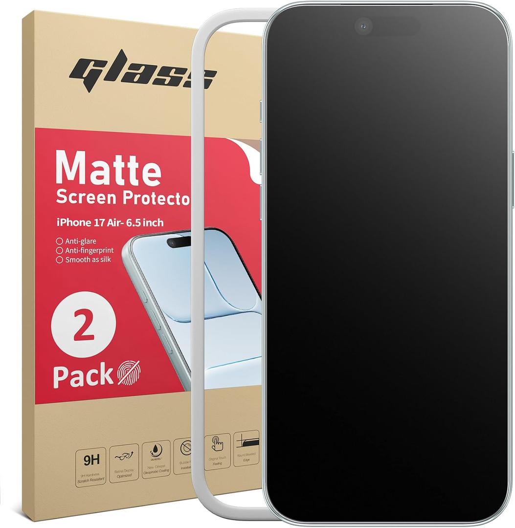 Ambison 2 Pack Compatible with iPhone 17 Air 6.5inch 2025 Matte Screen Protector Scratch Resistance Tempered Glass Military Grade, Anti Glare & Anti Fingerprint, Smooth as Silk, No Bubbles, Easy Installation Frame