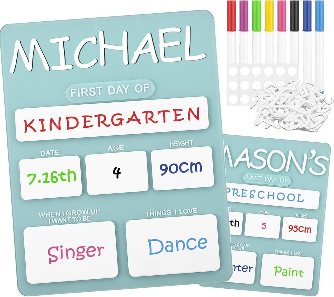 Chunful Personalized First and Last Day of School Board Reusable Acrylic Name of Sign Chalkboard Back to School Photo Prop Supplies for Preschool Kindergarten Elementary Student Gifts, 11 x 9 Inch