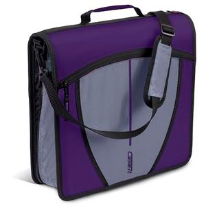 Case-it Mighty Zip Tab School Zipper Binder | 3-Inch O-Rings, 600-Sheet Capacity, 5-Subject Expanding File Folder, Multiple Pockets & Storage Organizer, Shoulder Strap | D-146 Purple Eclipse