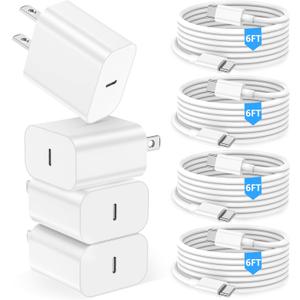 iPhone 15 16 Charger,iPad Charger 4Pack 6FT USB C to C Charging Cable Cord with 4Pack 20W iPhone Fast Charger Block for iPhone 16/16 Pro/15/15 Pro,iPad Pro 12.9/11 in,iPad air 5/4
