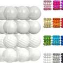 Emopeak 24Pcs Christmas Balls Ornaments for Xmas Christmas Tree - 4 Style Shatterproof Christmas Tree Decorations Hanging Ball for Holiday Wedding Party Decoration (White, 1.3"/3.2CM)