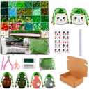 Vittqsuier 4607pcs DIY Green Glass Beads Plant Kit, Includes 4 Mini Vase Magnets for Fridge, 2 Plant Pots, Perfect for Making Succulent Plant Crafts, Window Suncatchers, Handmade Gift for Plant Lovers