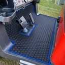 Golf Cart Floor Liner Mat Full Coverage Custom Fit for 2 and 2+2 Club Car Models Precedent 2004-2025/Onward & Tempo (2017-2025)/Villager & V4L (2019-2025 (Blue Trim)