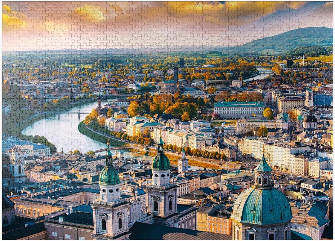 MyPuzzle Salzburg with Salzach River, Salzburger Land, Austria - Premium 1000 Piece Jigsaw Puzzle for Adults