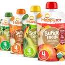HAPPYTOT Organics Stage 4 Baby Food Pouches, Gluten Free, Vegan Snack, SuperFoods Fruit & Veggie Puree & Chia Variety Pack, 4.22 Ounce (Pack of 16), Best By: 12May26
