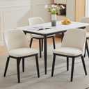 GarveeHome Modern Dining Chair Set of 6, Linen Upholstered Kitchen Chair, Beige Dining Room Chair with Curved Back, Sold Wood Legs