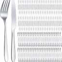 Nuenen 150 Pcs Stainless Steel Set 75 Dinner Forks and 75 Knives, Metal Steak Knives Forks Flatware Tableware Cutlery Set for Home Restaurant(Silver,8.4 x 0.7 Inch,7.1 x 1 Inches)