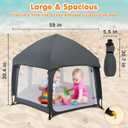 Pop Up Playpen for Baby, Portable Playpen for Babies and Toddlers with Removable Sun-Shades& 2 Side UV Covers, Lightweight Outdoor Baby Play-Pen for Beach Home with Travel Bag, Black