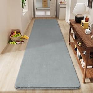 Amearea Modern Soft Hallway Runner Rug, 2x8 Feet Area Rug Runners for Hallways, Washable Runner Rugs, Non Slip Memory Foam Rug Grey Runner Rugs Carpet for Entrance Kitchen Kids Room Decor, Grey