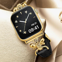 Wearlizer Slim Leather Band Compatible with Apple Watch Bands for Women 40/38/41/42mm, Top Genuine Leather Elegant Strap with Stylish Metal Design for iWatch Series 11 10 9 8 SE 7 6 5 SE 4 3 2 1