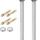 uxcell 2 Pcs Ceiling Mount Curtain Rod Bracket, Fit 25mm/0.98" Pipe Length 250mm/9.84" Stainless Steel Curtain Rod Hooks Hangers for Walls Wardrobe Pipe Curtain Pipe, Silver