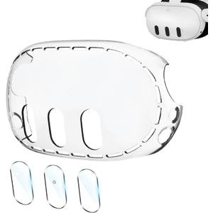 Upgraded Lens Protector Cover for Meta Quest 3, Plastic Hard Protective Shell Cover for Oculus Quest 3, Accessories for Quest 3 - Frosted Clear