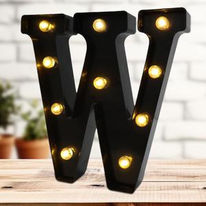 Led Marquee Letters, Black Light Up Letters, Small Led Letter Lights, Battery Powered Lighted Letter for Party, Table, Birthday Decor (W)
