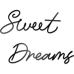 Sweet Dreams Wall Decor For Bedroom, Black Metal Above Bed Wall Decor Large Modern Living Room Farmhouse Sign Wall Decorations For Office Home Bedroom Art (Black, Farmhouse)