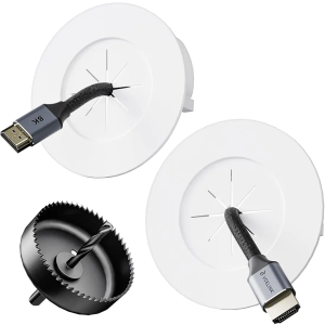 VCELINK in Wall Cable Management Kit (3.79 inch/96 mm) with Hole Saw Drill Attachment and Mounting Brackets, Hide TV Cords for Network, HDMI, Coax, Speaker Cables, 2-Pack