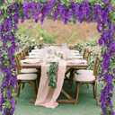 Wisteria Artificial Flowers Garland, 2Pcs Total 14.4ft Silk Faux Wisteria Vine Kit, Hanging Flower Plant for House Outdoor Garden Ceremony Outside Wedding Arch Floral Decor (2, Purple)