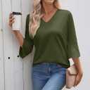 VICHYIE Summer Tops Women Short Sleeve Shirts Beach Vacation Outfits Plus Size Tshirts Casual Loose Clothes (Green, S)