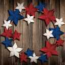 MorningRo Metal Patriotic Wreaths for Front Door 250th Anniversary Red White Blue Star 4th of July Wreaths Independence Day Hanging Vintage Rustic Independence Day Welcome Sign for Porch Wall Home
