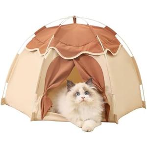 Gigreinc Cat Tent for Indoor, Indoor Dog House,Kitten Tent Suitable for Samll Dogs,Pet Cute Cave Nest Dog Houses(Beige, Large)