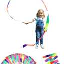 Dervea 20 Pack Ribbon Dancing Wands Party Favors for Kids, Rainbow Birthday Decorations, Princess Party Supplies, Girls Party Games, Gymnastics Goody Bag Stuffers (Rainbow)