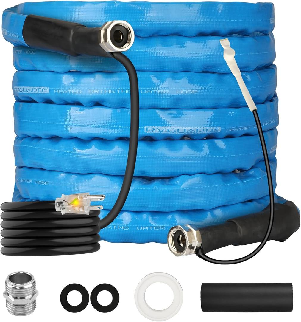 RVGUARD Heated Water Hose 25FT for RV, -20  Freeze Protection Heated Water Hose with Energy-Saving Thermostat, Lead and BPA Free for RV/Home/Garden