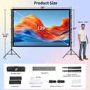 LP Outdoor Projector Screen with Stand, 120 inch Portable Projection Screen 16:9 4K HD Front Rear Projection Screen with Carry Bag, Sandbag - Wrinkle-Free Design for Home Theater Backyard Cinema