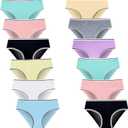 Teen Girls Underwear for 12 Pack Cotton Briefs (L, Multicolor, 8-16Years)