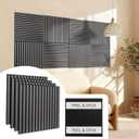 Peel & Stick Acoustic Wood Slat Wall Panels – 23” × 23” 3D Wood-Grain Soundproof Panels, 4 Pack – Waterproof Decorative Noise-Reducing Wall Panels for Home Office & Studio (Graphite Gray)