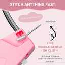Stitch Gun for Clothes Handheld Stitch Gun Quick Clothing FixerSewing Kit Includes 1,000 Black Fasteners & 1,000 White Fasteners & 6 NeedlesTagging GunPink