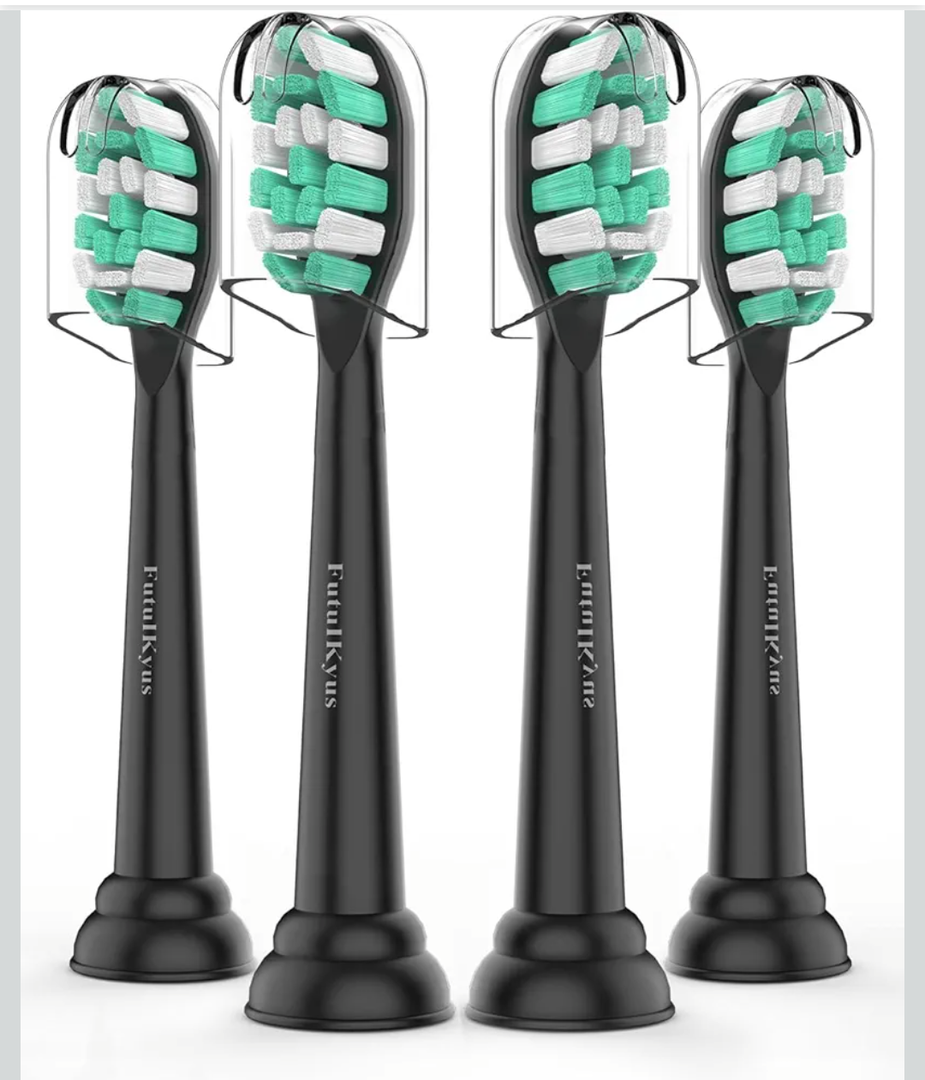 Toothbrush Replacement Heads for Philips Sonicare 4100 5100 Simply Clean Plaque Control Gum Health 1 2 Series Snap on Electric Brush Head, 4 Pack, Black