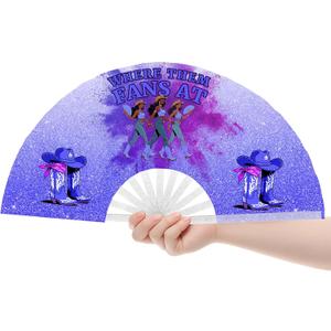2 x Fans For Line Dancing, Hand Fan Foldable,Hand Fans for Women Foldable, Clack Fan,Western Large Festival Folding Fans, 26in(Blue)