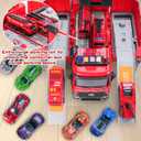 Toy Fire Truck Toddler Rescue Firetruck - Fire Engine Toy with Water Pump STEM Education Lights & Sounds Transformer Ejector Truck Car Race Track Kids Ages 3-5 6 7 8 Year Old Christmas Birthday Gift