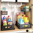 Under Sink Organizer, 2 Pack Cabinet Organizer for Kitchen, Height Adjustable Pull Out Heavy Duty 2 Tier Metal Under Sink Storage for Bathroom Pantry (Black, 2 Pack)