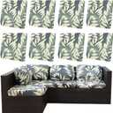8Pcs Outdoor Cushion Covers, Patio Cushion Covers,Stretch Elastic Slipcovers, Replacement Washable & Reusable Furniture Protector for Patio Couch (Black Fantasy-Pattern,Cover Only)